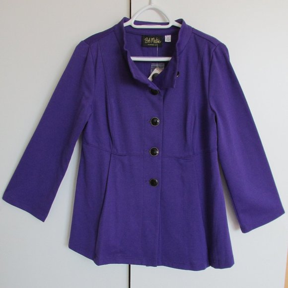 Bob Mackie Purple Knit-Jersey Swing Jacket NWT - Picture 1 of 11